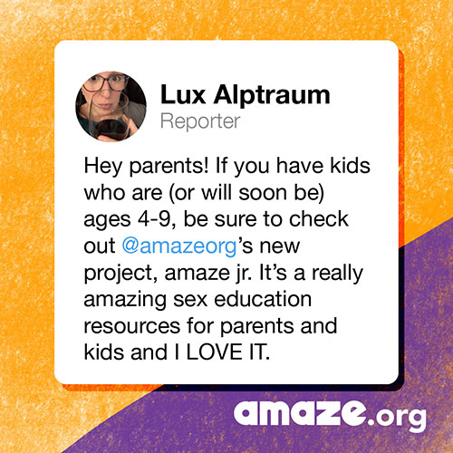 Hey parents! If you have kids who are (or will soon be) ages 4-9, be sure to check out @amazeorg's new project, amaze jr. It's a really amazing sex education resource for parents and kids and I LOVE IT.